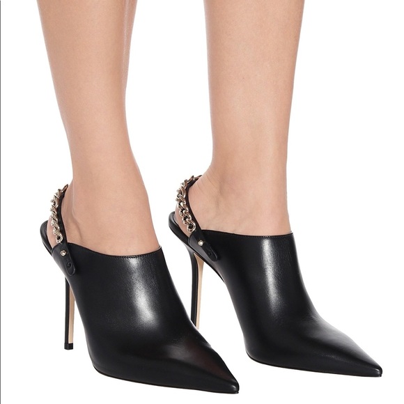 Jimmy Choo Lexx 100 Black/gold Leather heeled  Mules NWT - Picture 13 of 14